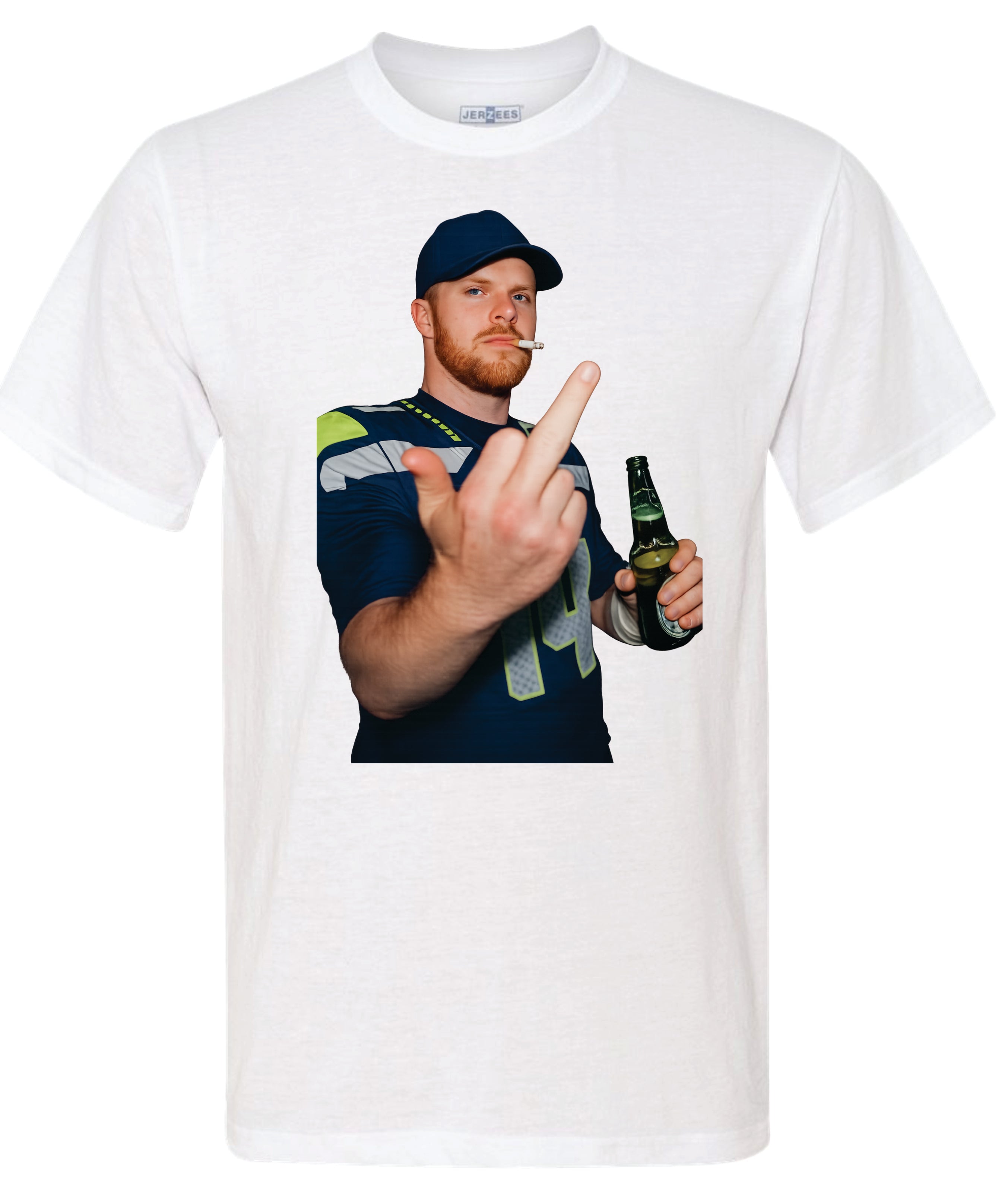 Sam Darnold Beer Cigarette Middle Finger Shirt - Superbowl Parade - Seahawks Shirt