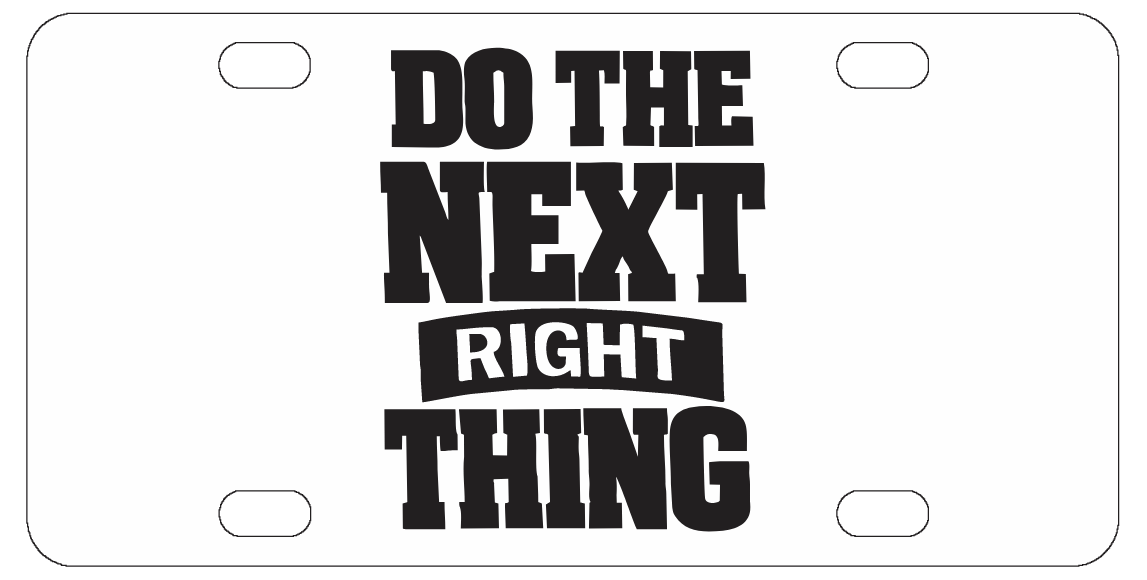 Recovery - Do The Next Right Thing - License Plate