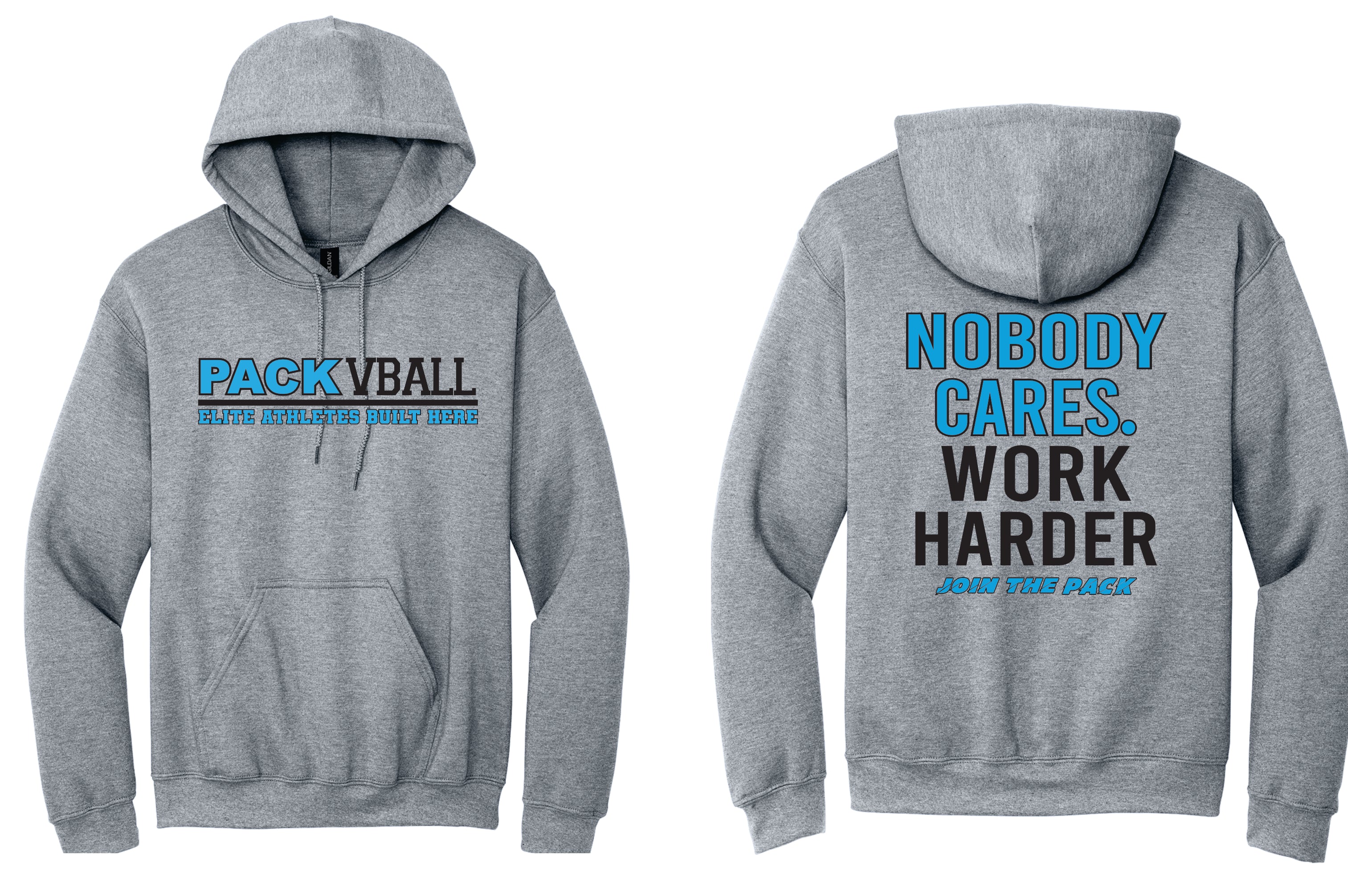 Pack Volleyball Nobody Cares Work Harder Hoodie