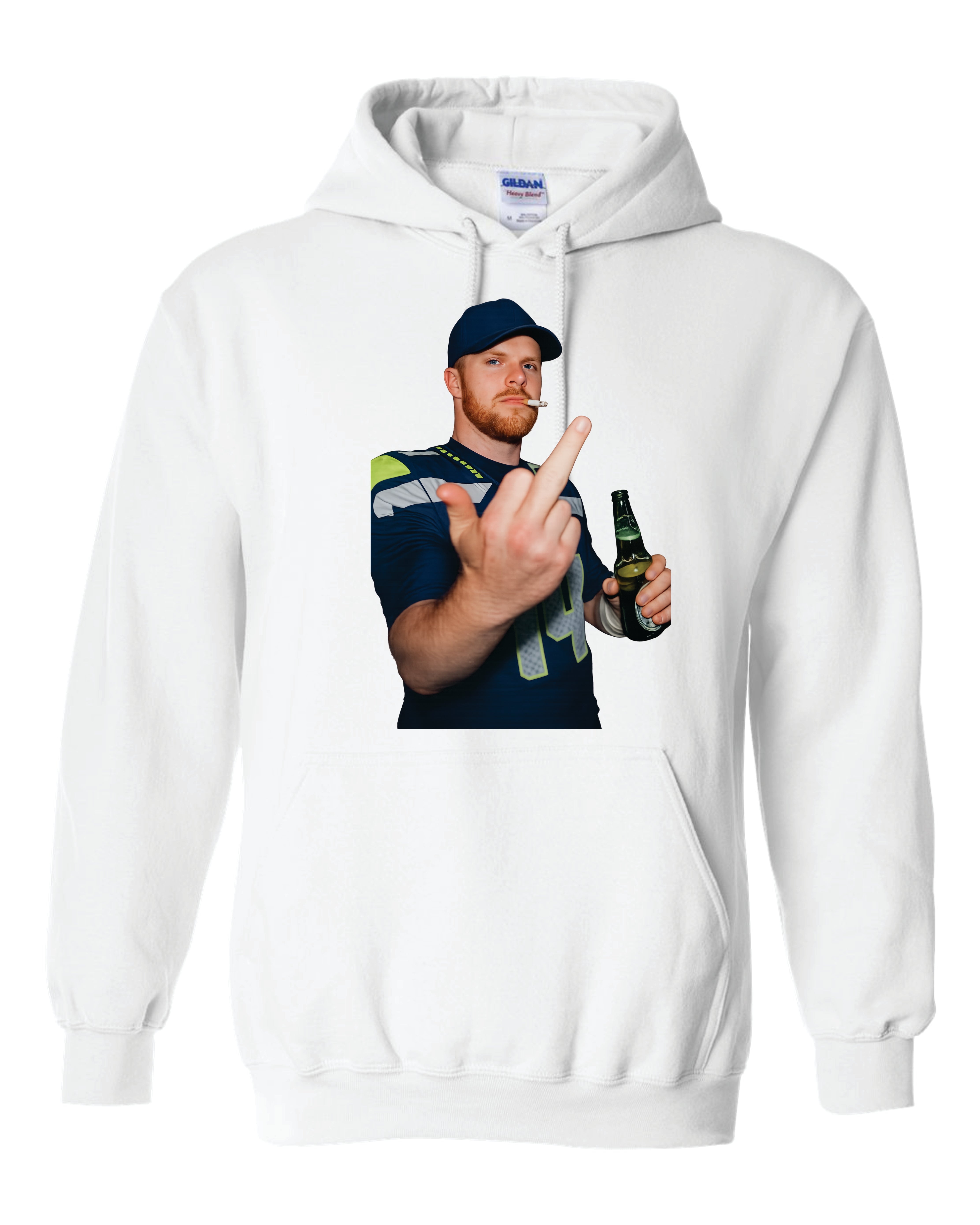 Sam Darnold Beer Cigarette Middle Finger Hoodie - Superbowl Parade - Seahawks Hoodie